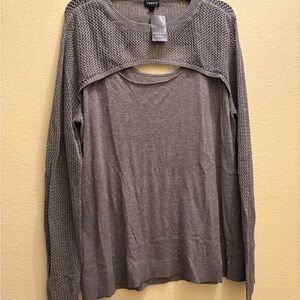 Torrid Gray Sweater with Mesh Overlay
